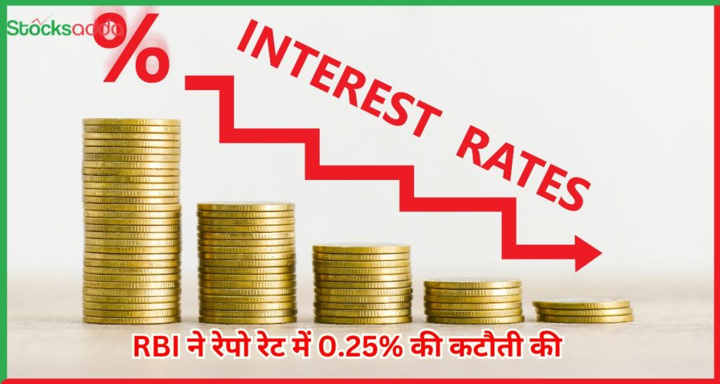 रेपो रेट में 0.25% की कटौती