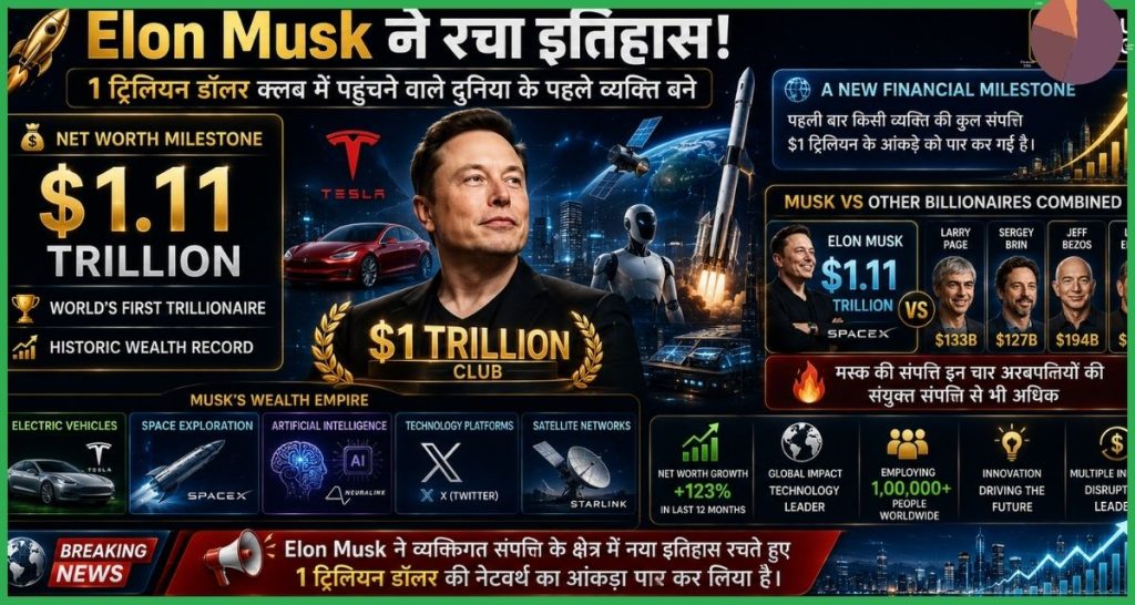 Elon Musk ने रचा इतिहास, 1 ट्रिलियन डॉलर क्लब में पहुंचे