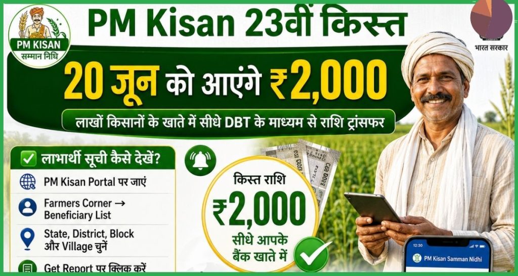 PM Kisan 23rd Installment 20 जून को आएगी ₹2000 की किस्त, ऐसे चेक करें लाभार्थी सूची और पेमेंट स्टेटस