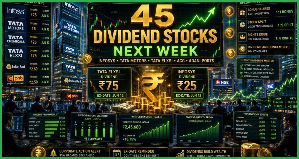 Dividend Stocks Next Week Infosys, Tata Motors समेत 45 कंपनियां रहेंगी निवेशकों की नजर में