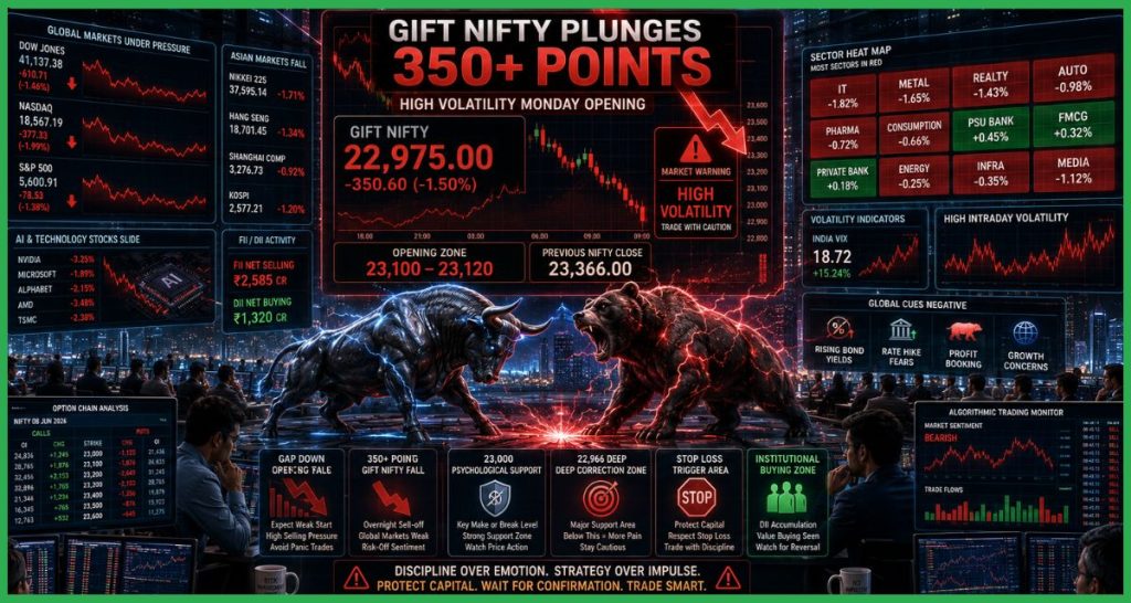 Share Market Outlook Gift Nifty में 350+ अंकों की गिरावट