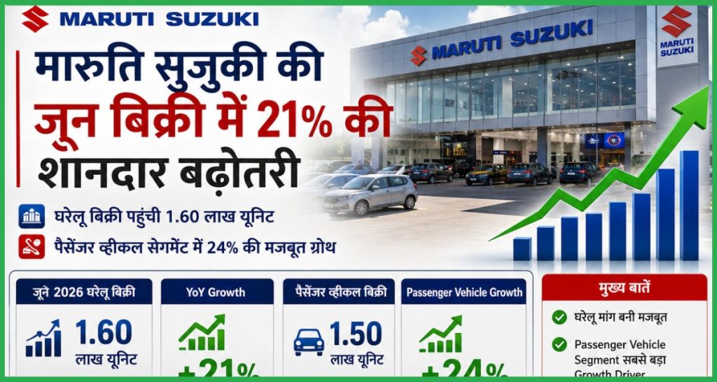 Maruti Suzuki Sales June 2026 जून में 19% बढ़ी बिक्री